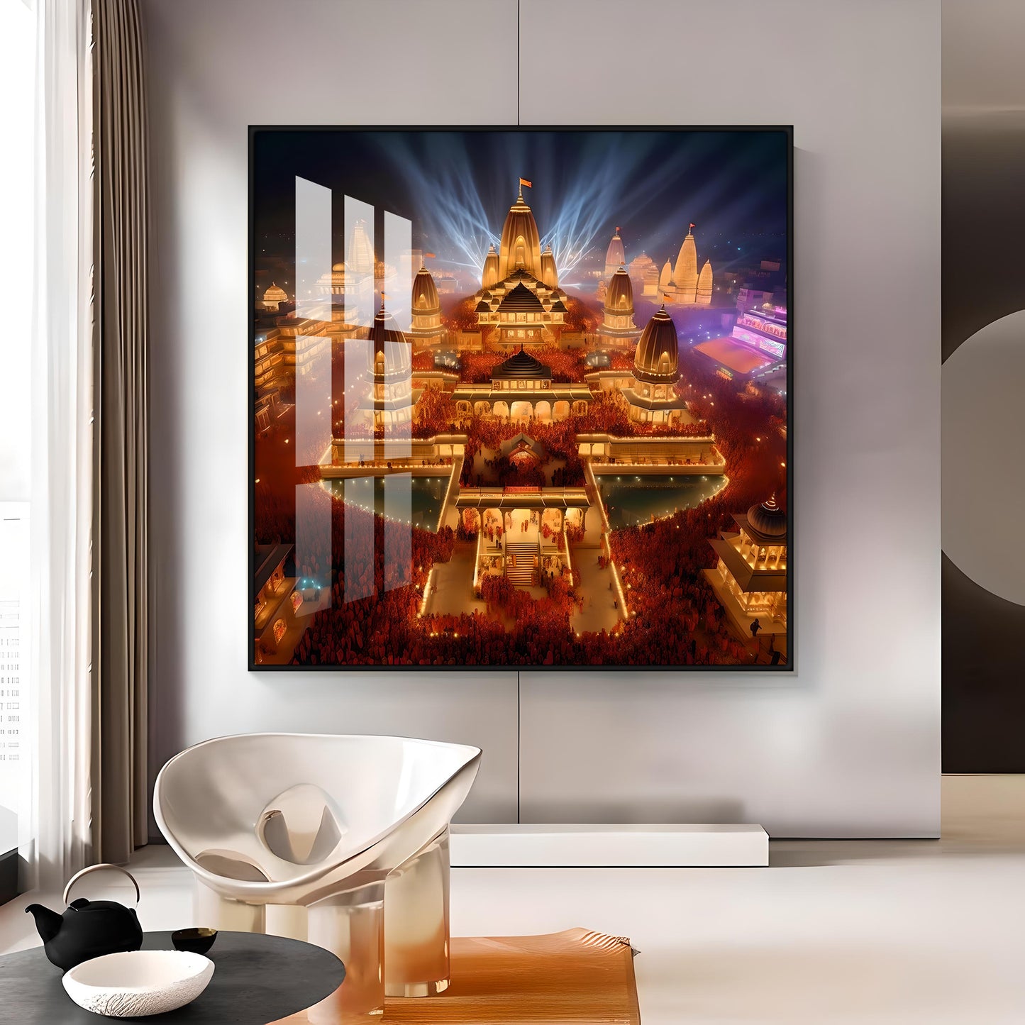 Enlightened Ayodhya Premium Acrylic Square Wall Art