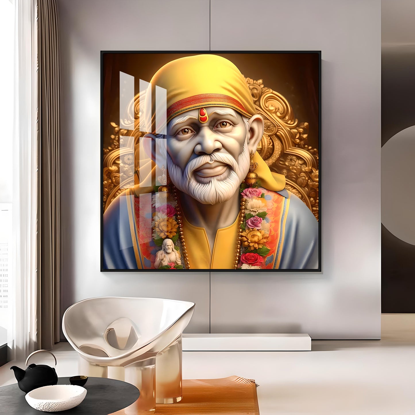 Sai Baba of Shirdi Premium Acrylic Square Wall Art