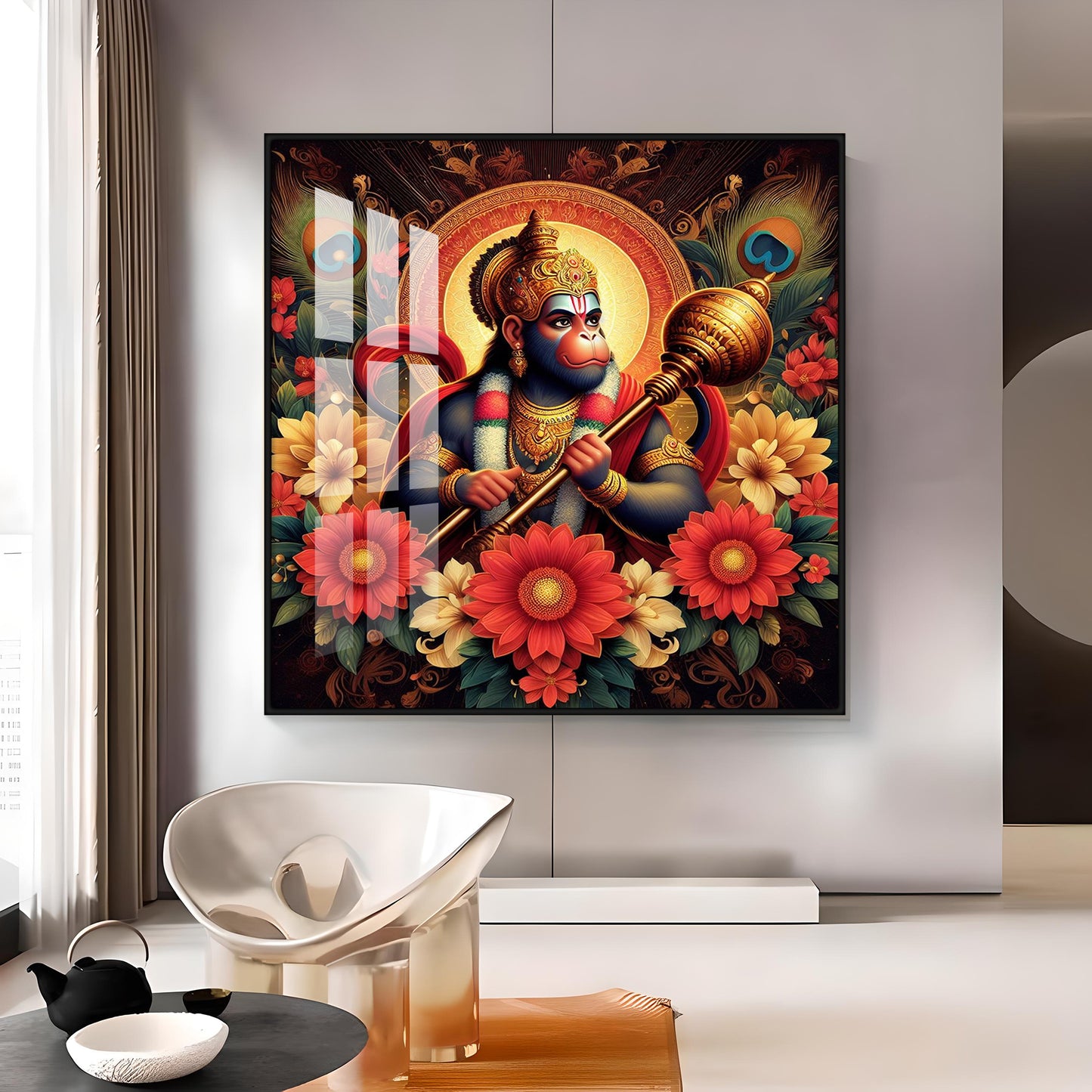 God Hanuman Premium Acrylic Square Wall Art