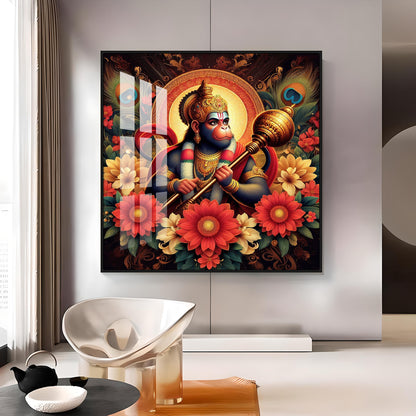 God Hanuman Premium Acrylic Square Wall Art