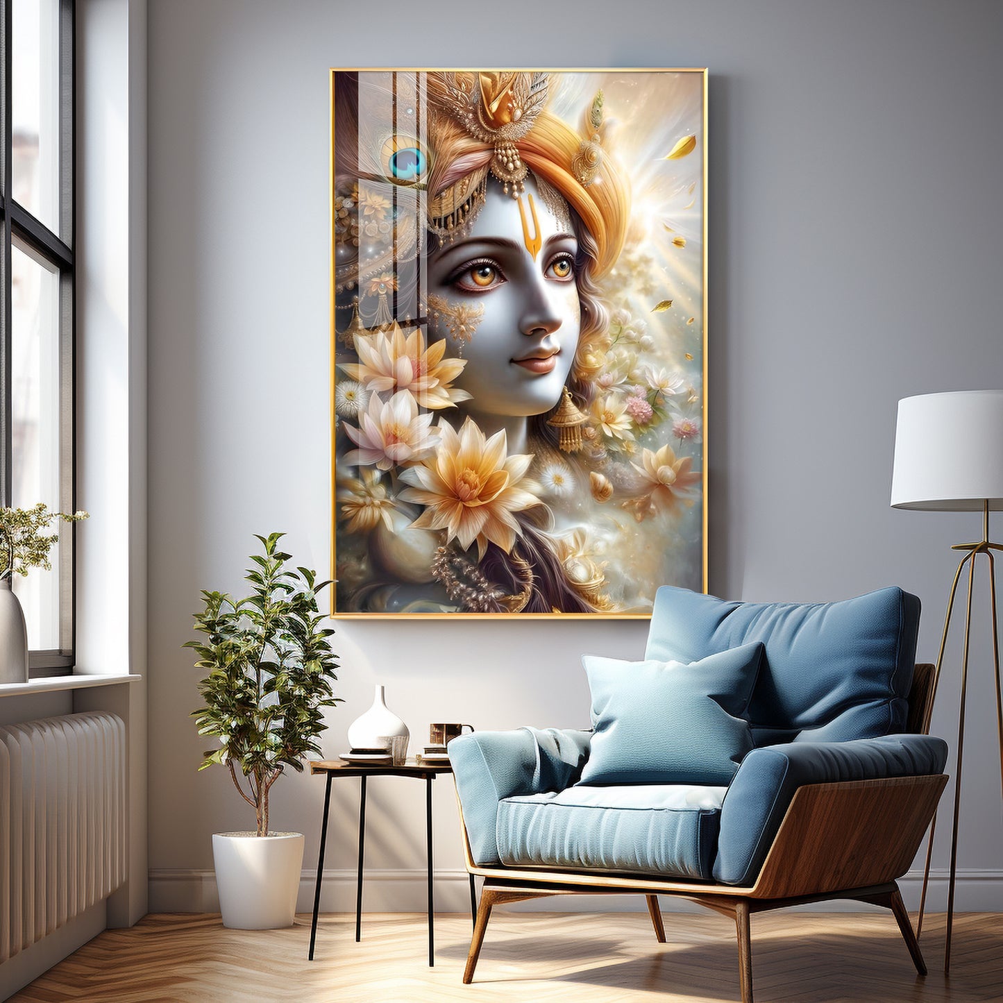 Krishna Bhakti Premium Acrylic Vertical Wall Art