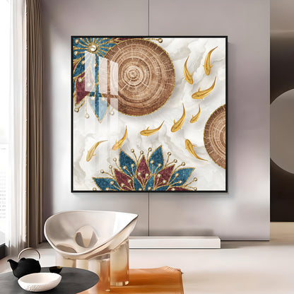 Abaniko Fishes Luxury Crystal Square Wall Art