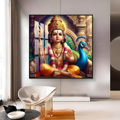 Lord Murugan Premium Acrylic Square Wall Art