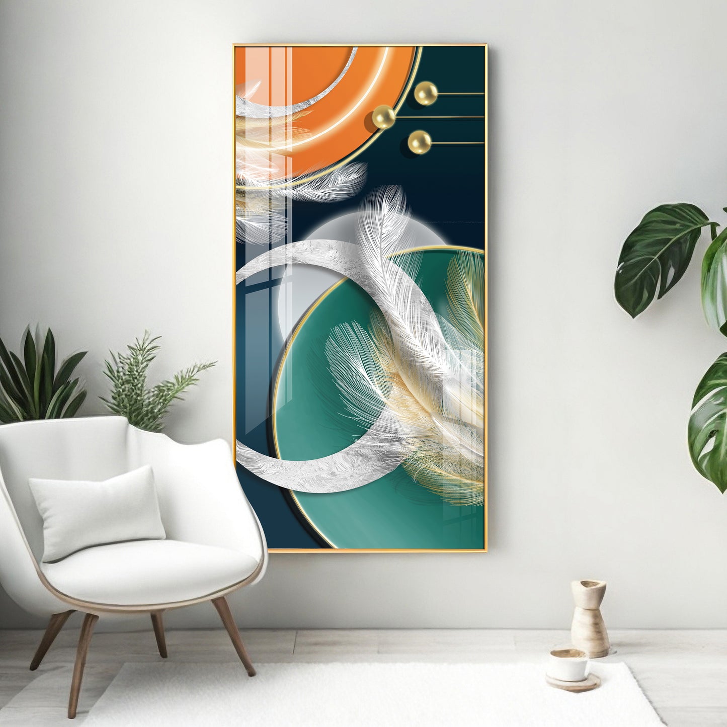 Feathers of Turquoise Premium Acrylic Vertical Wall Art