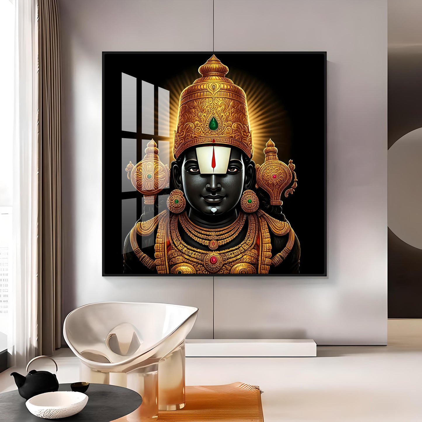 Ethereal Lord Venkateswara Swami Premium Acrylic Square Wall Art