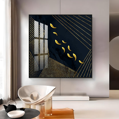 Gold Foil Goldfish Premium Acrylic Square Wall Art