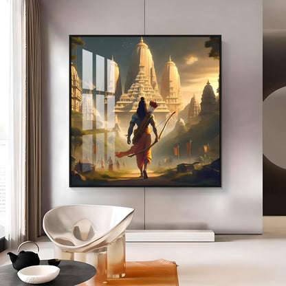 Lord Ram In Ayodhya Premium Acrylic Square Wall Art