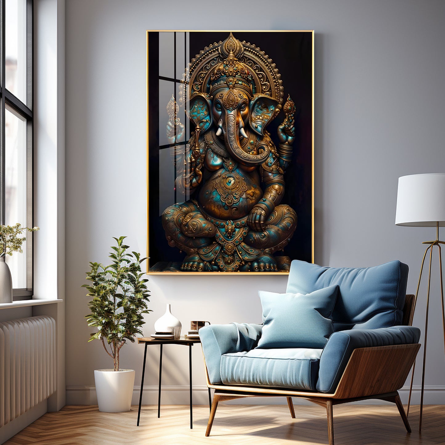 Lord Ganesha Premium Acrylic Vertical Wall Art