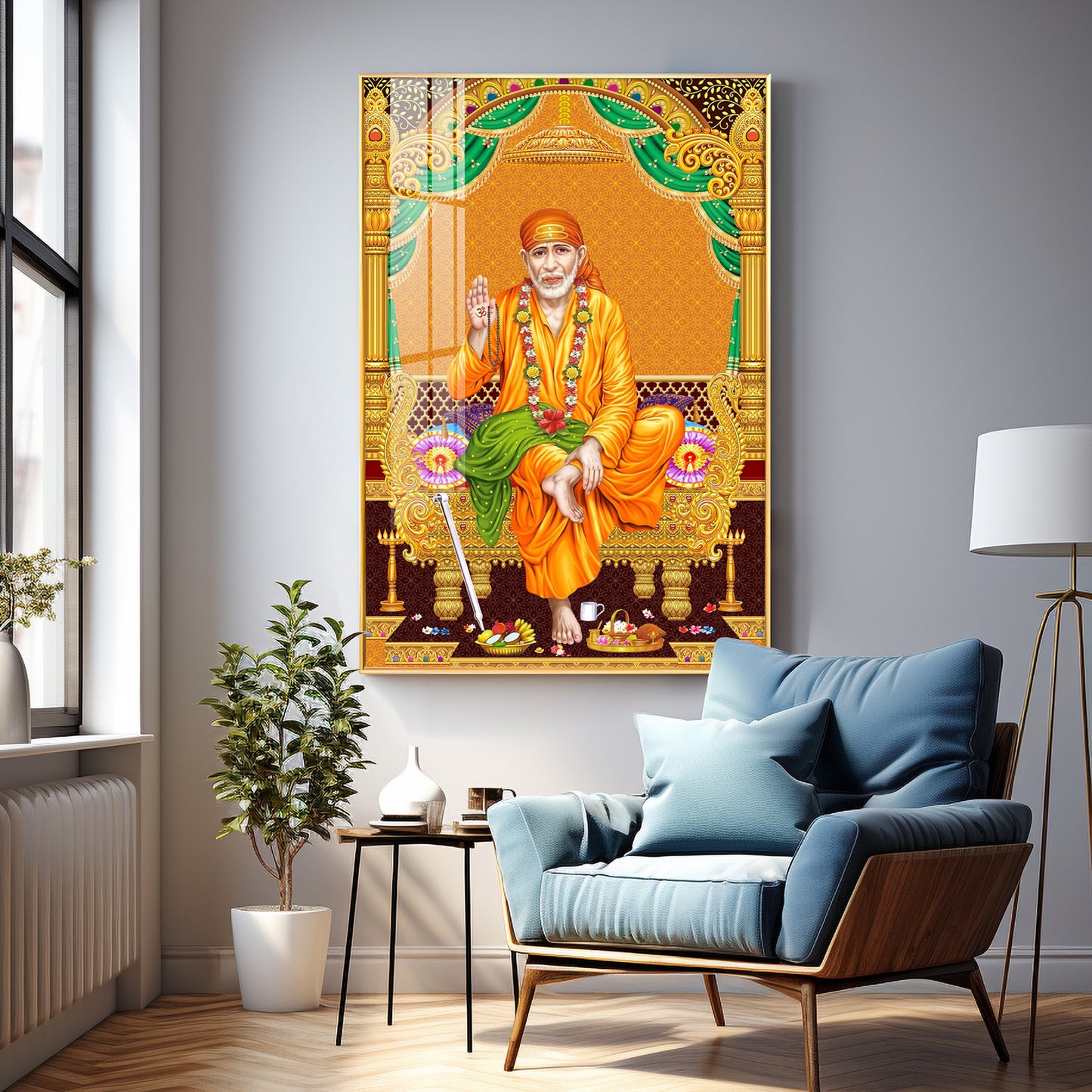 Divine Sai Baba Premium Acrylic Vertical Wall Art