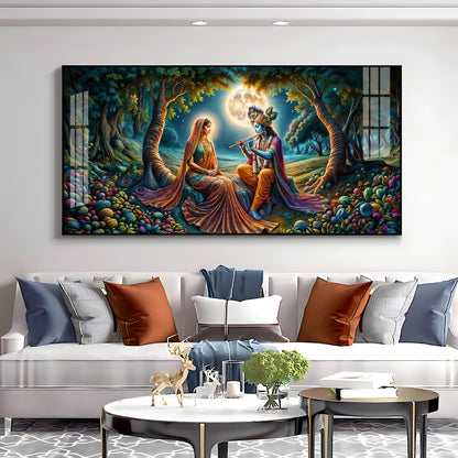 Krishna Radha Colorful Painting Premium Acrylic Horizontal Wall Art