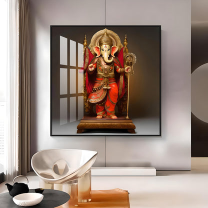 Standing Ganpati Premium Acrylic Square Wall Art