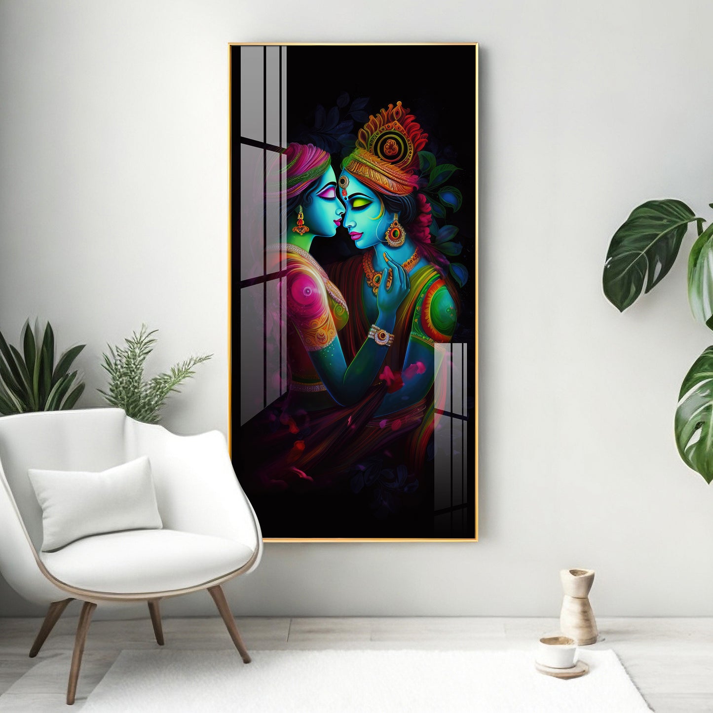 Shri Radhe Krishna Premium Acrylic Vertical Wall Art