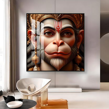 Lord Hanuman Premium Acrylic Square Wall Art