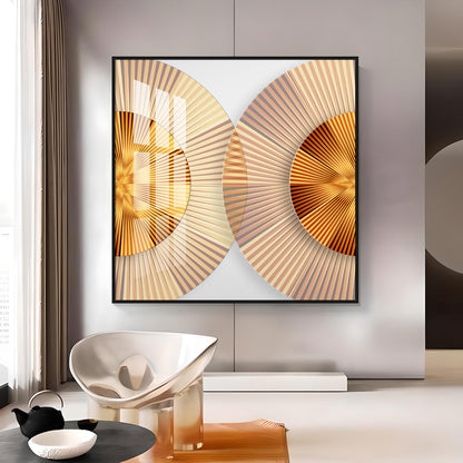 Golden Simple Style Round Premium Acrylic Square Wall Art