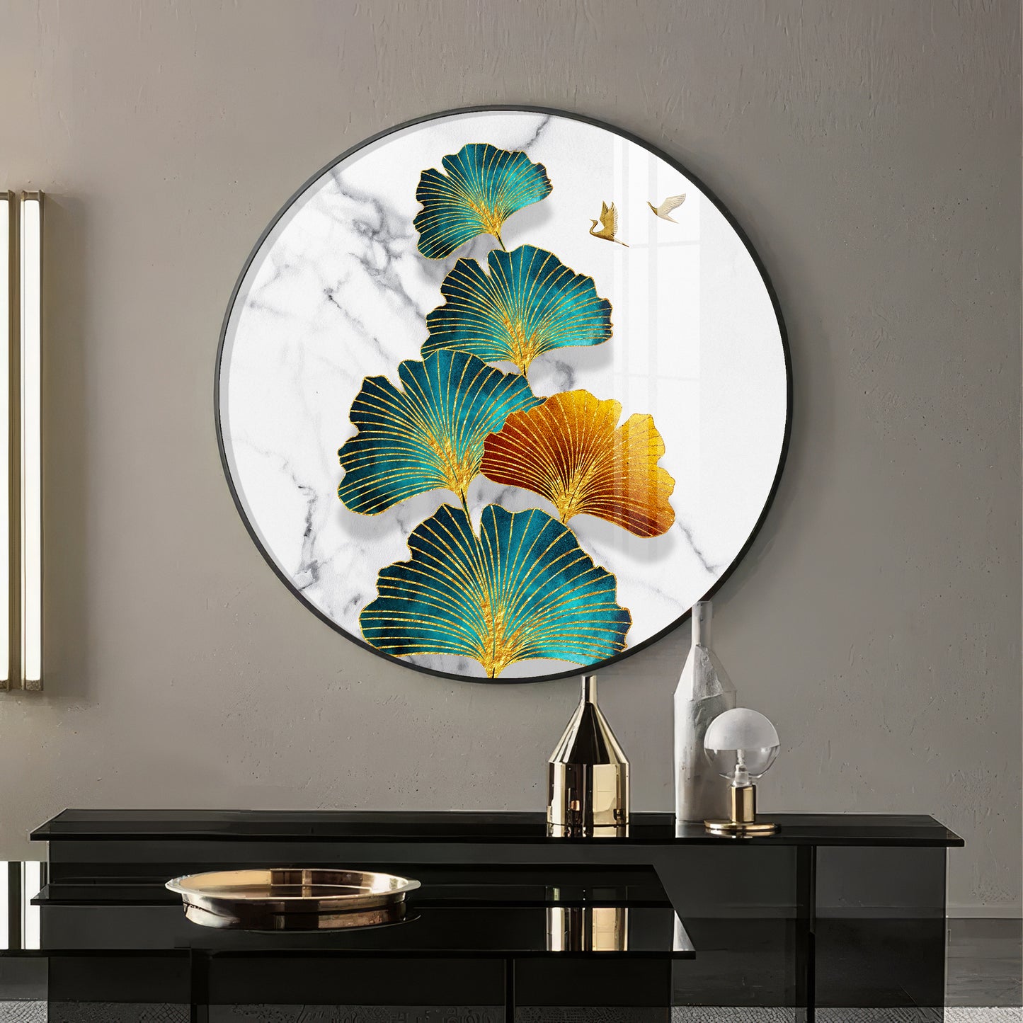 Leaf of Serenity Premium Acrylic Round Wall Art