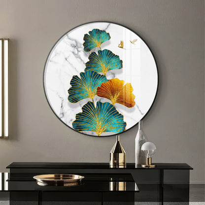Leaf of Serenity Premium Acrylic Round Wall Art