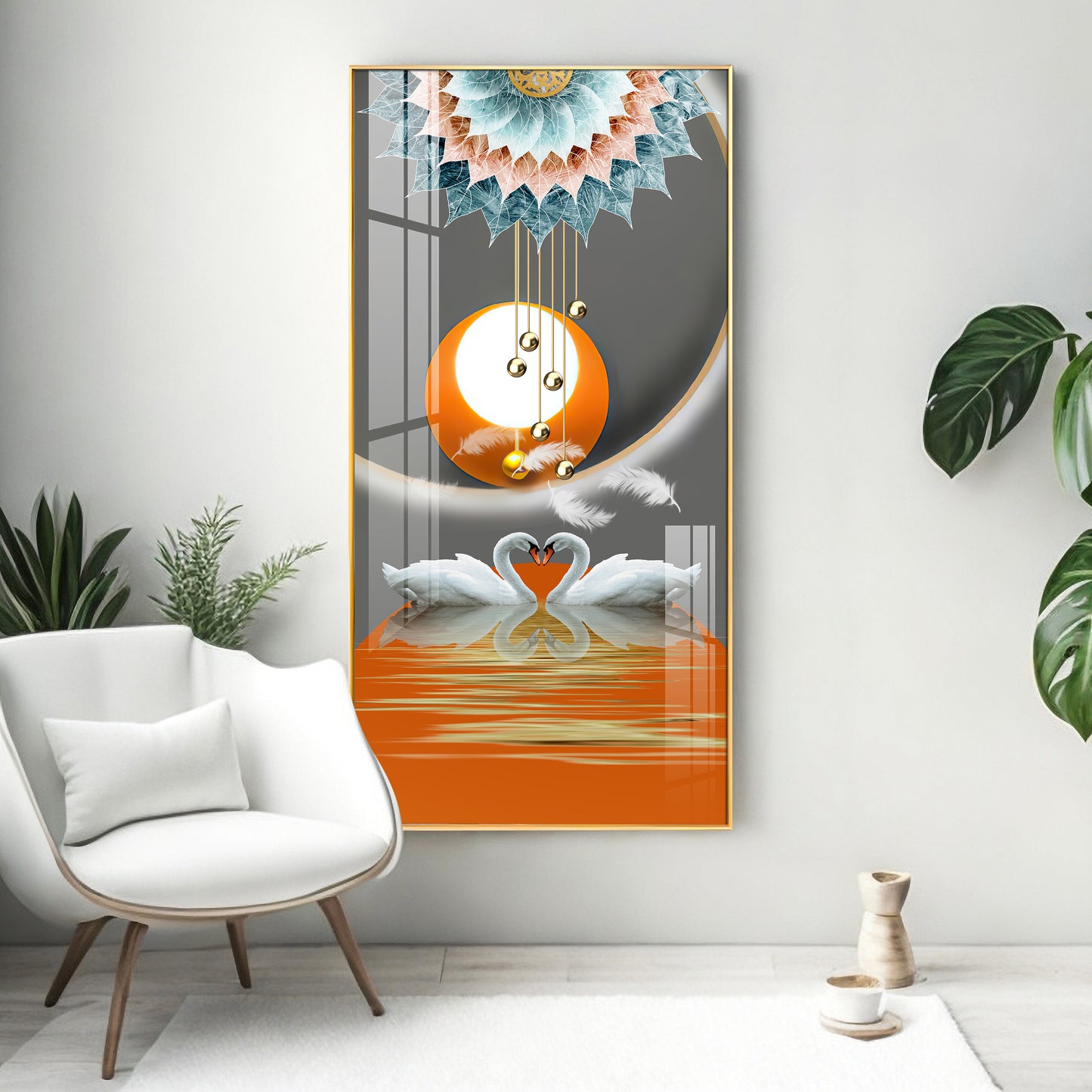 Loving Swans Premium Acrylic Vertical Wall Art