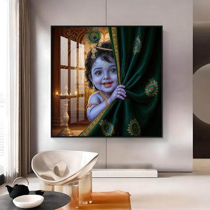 Little Lord kanha Premium Acrylic Square Wall Art