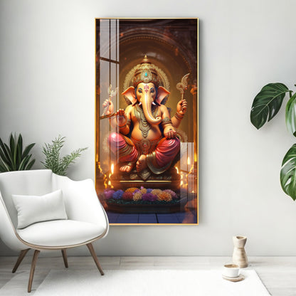 Jai Shree Ganesh Premium Acrylic Vertical Wall Art