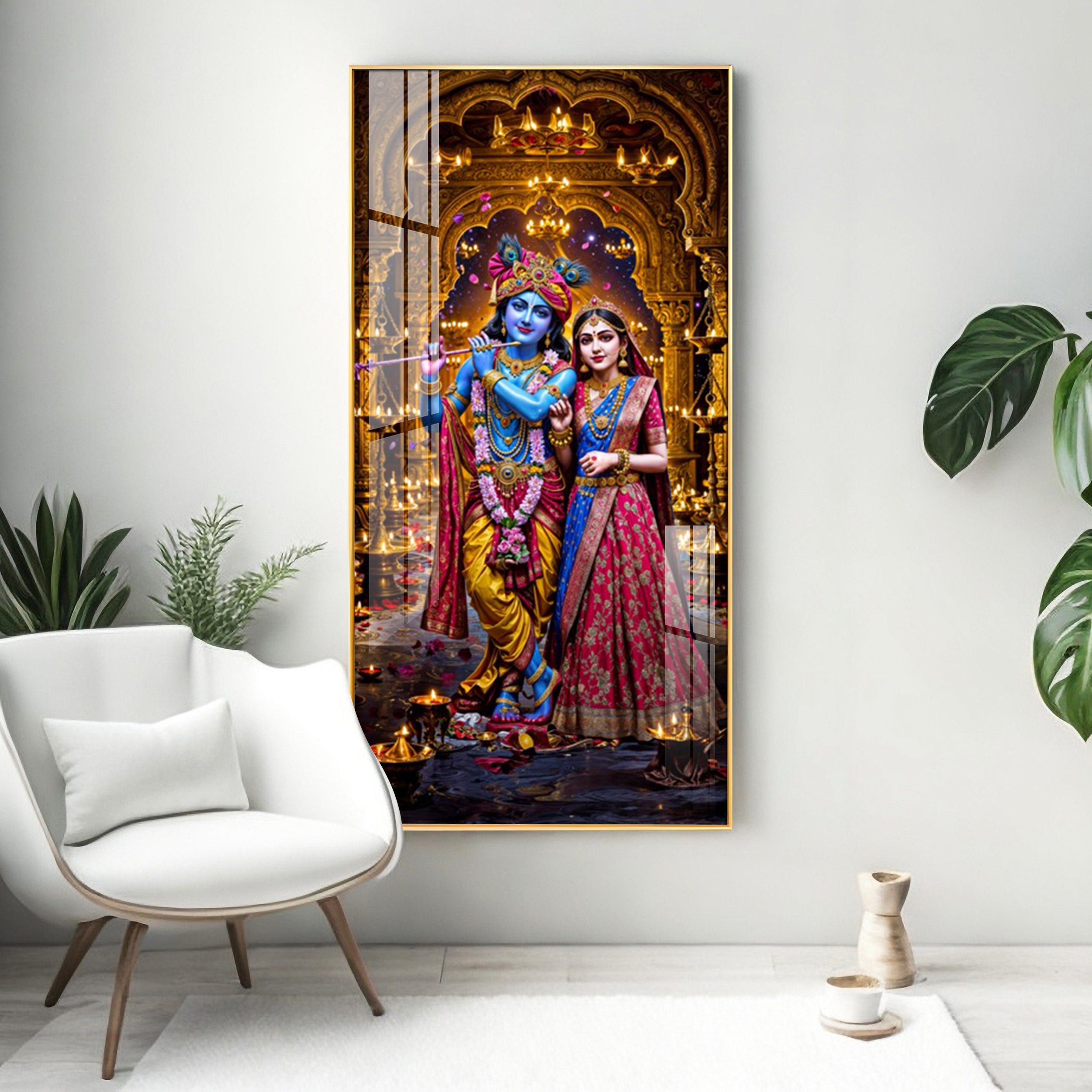 Krishna's Feast of Love Premium Acrylic Vertical Wall Art