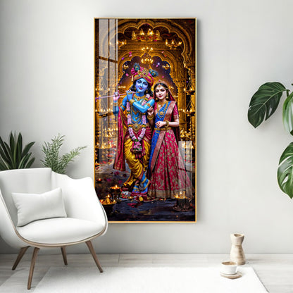 Krishna's Feast of Love Premium Acrylic Vertical Wall Art