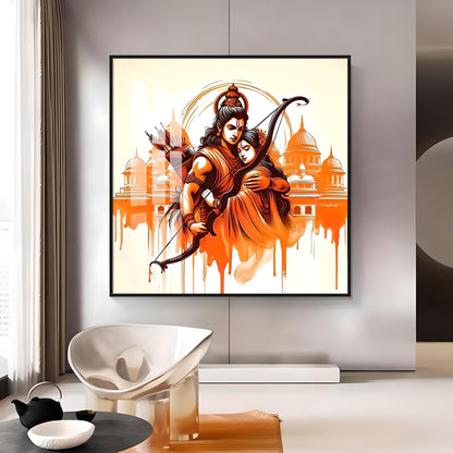 Journey Of Lord Ram and Sita Premium Acrylic Square Wall Art