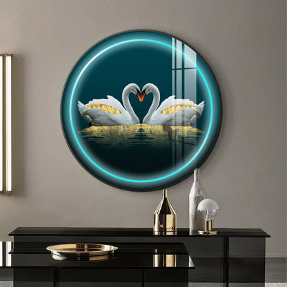 Swan Symphony Premium Acrylic Round Wall Art