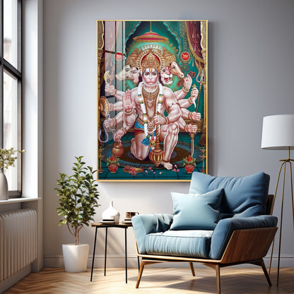 Celestial Guardian Lord Hanuman Premium Vertical Acrylic Wall Art