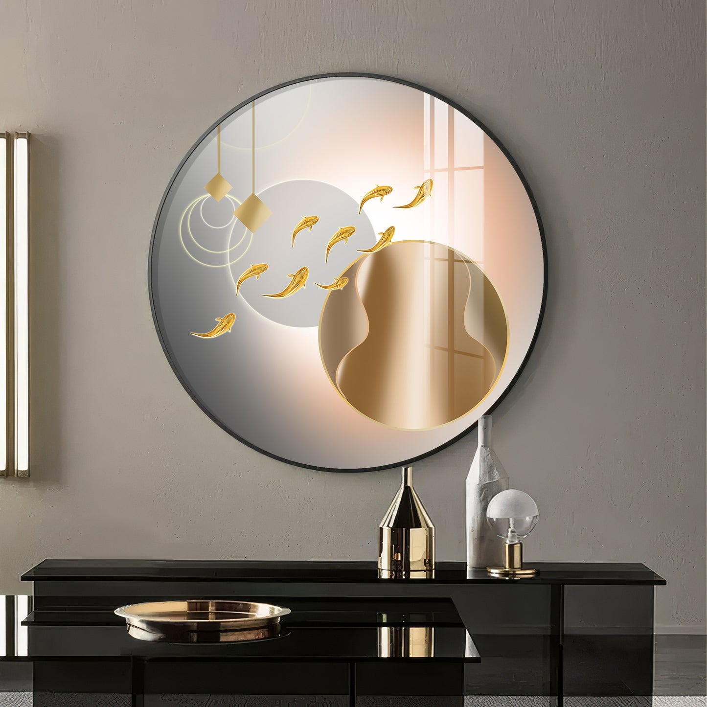 Circle of Fins Premium Acrylic Round Wall Art