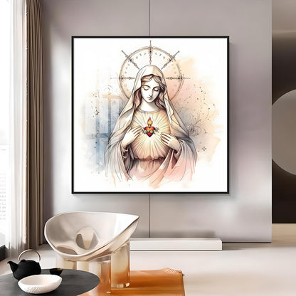 Sacred Heart of Mary Premium Acrylic Square Wall Art