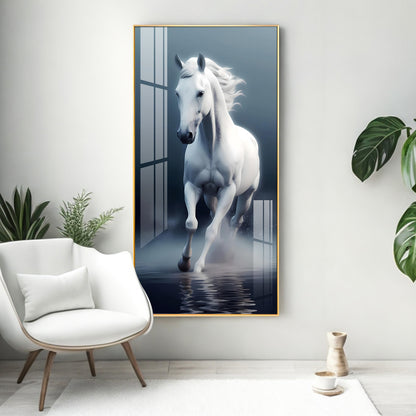 Beautiful White Horse Premium Acrylic Vertical Wall Art