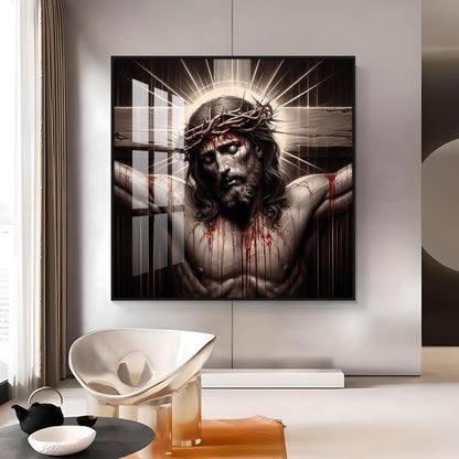 Jesus Crucified Premium Acrylic Square Wall Art