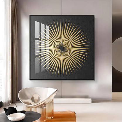 Spiky Golden Circle Premium Acrylic Square Wall Art