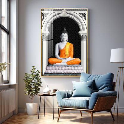 Serene Lotus Buddha Premium Acrylic Vertical Wall Art