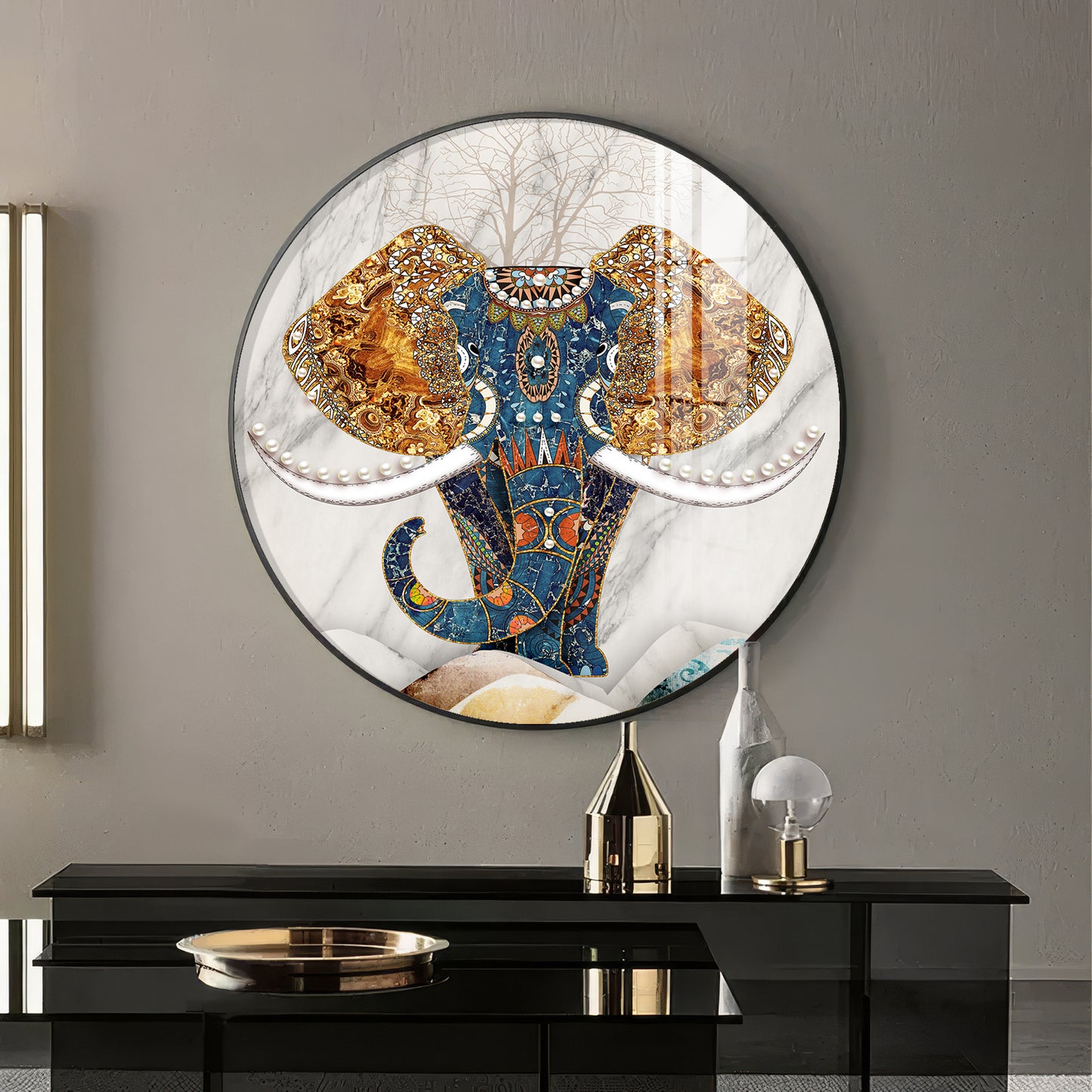 Majestic Elephant Premium Acrylic Round Wall Art