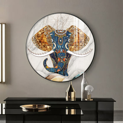 Majestic Elephant Premium Acrylic Round Wall Art