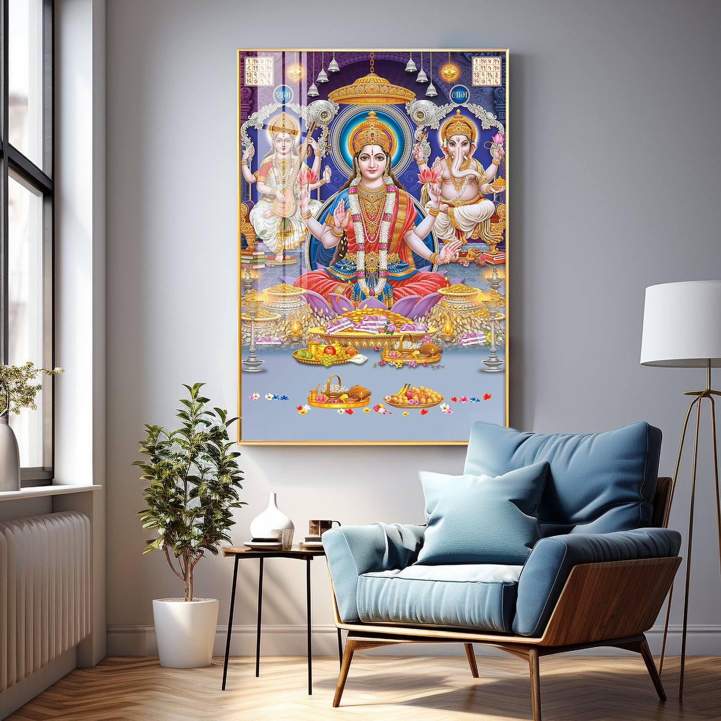 Spiritual Maha Laxmi Ji Premium Acrylic Vertical Wall Art