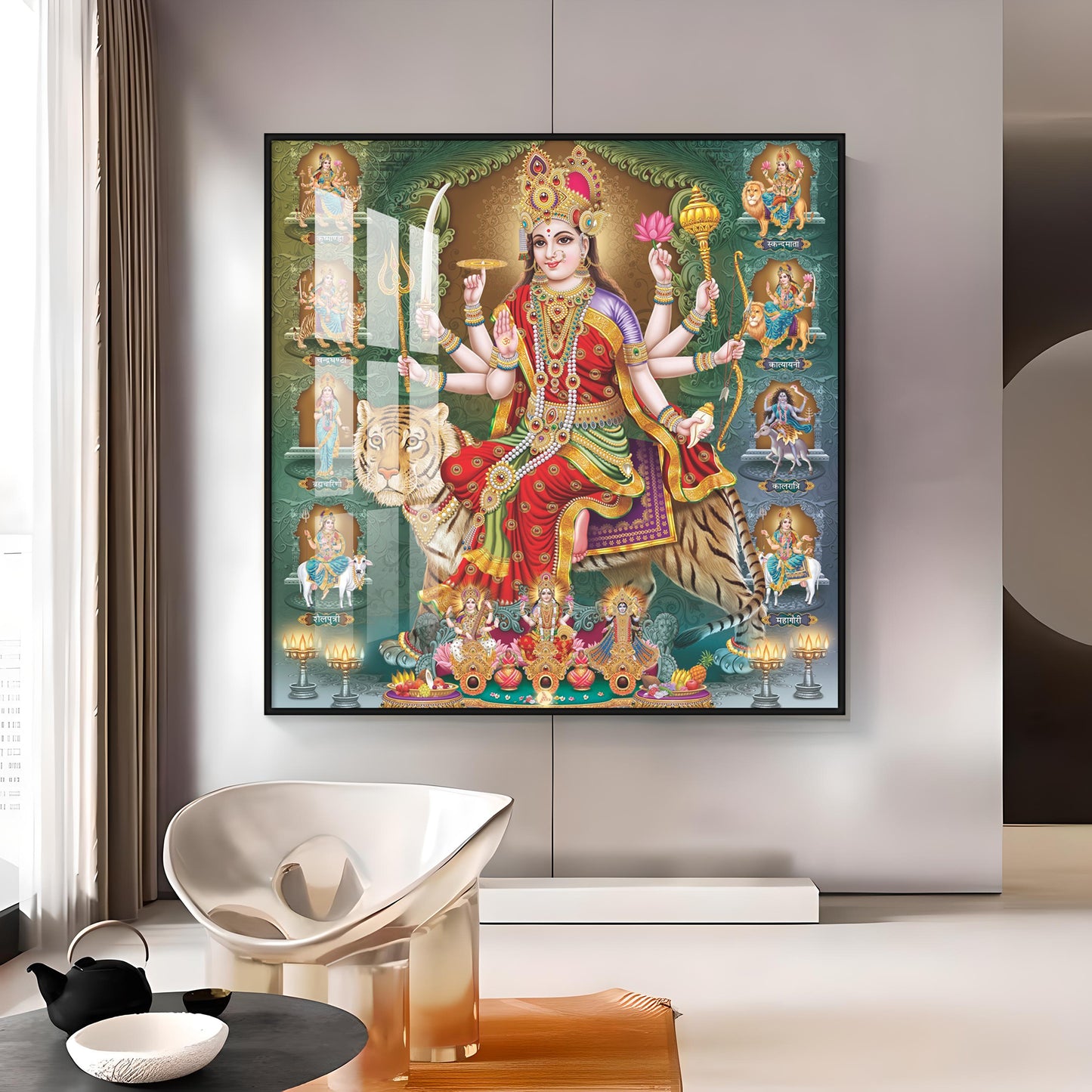 Goddess Durga Premium Acrylic Square Wall Art