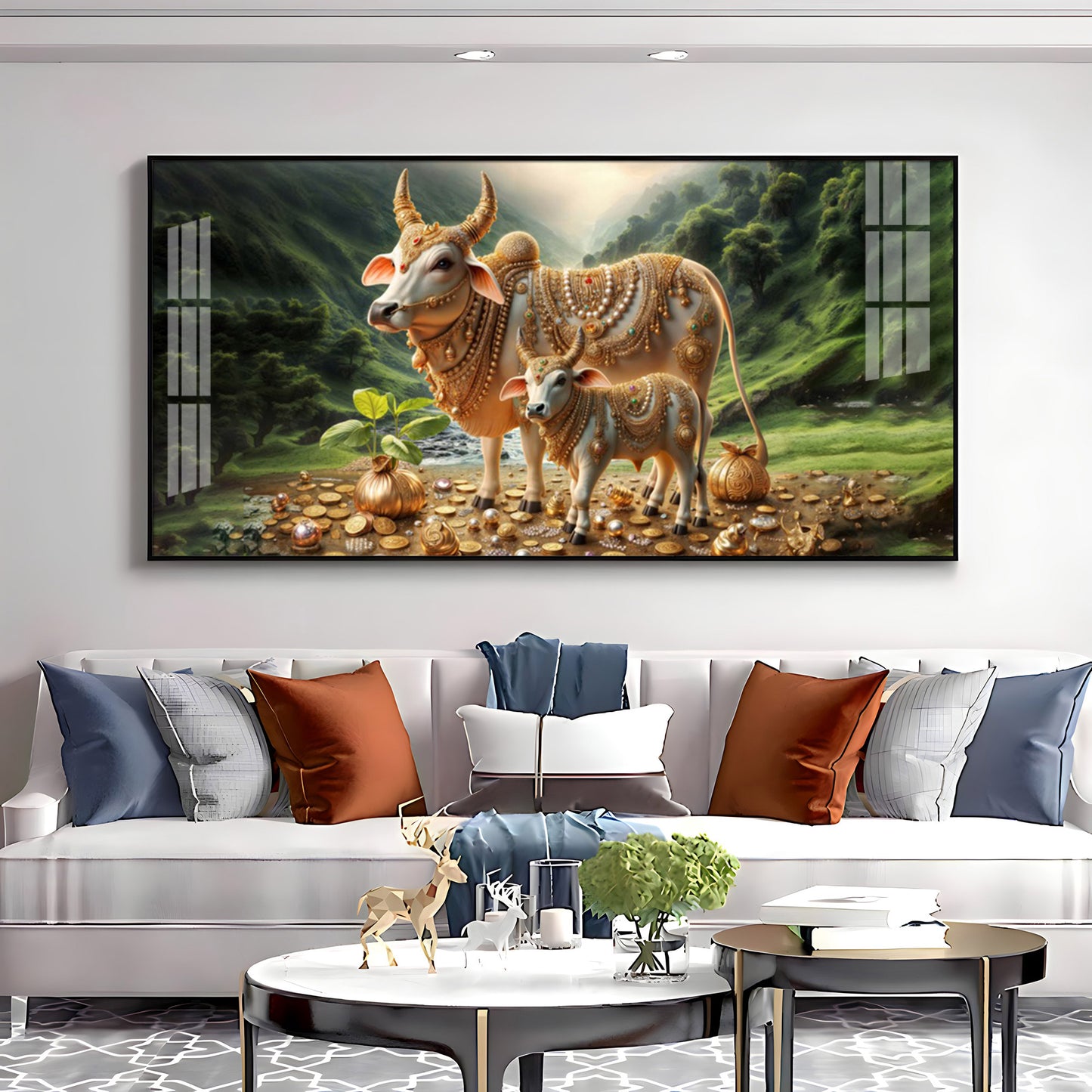 Nandi In Lush Green Forest Premium Acrylic Horizontal Wall Art