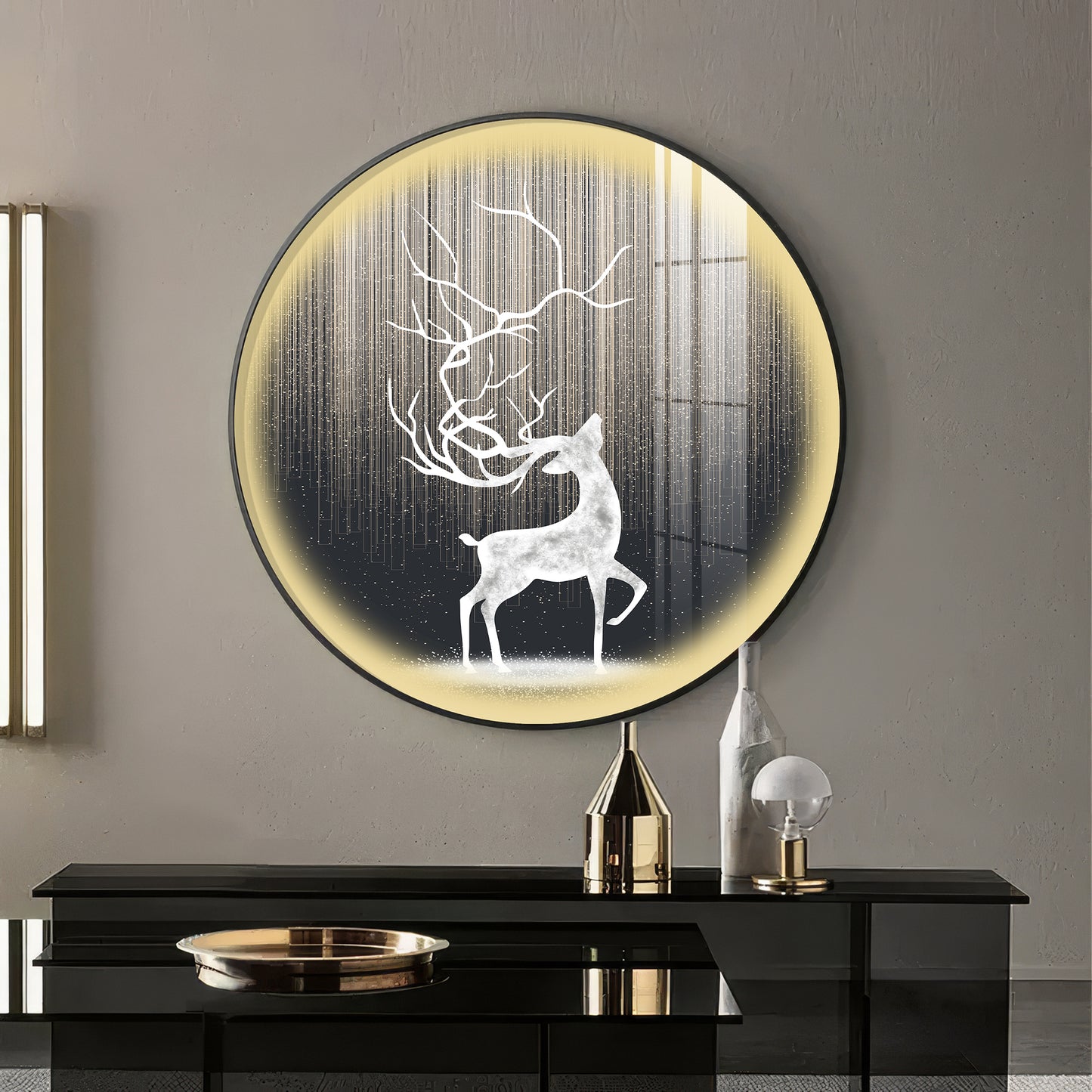 Enchanted Deer Premium Acrylic Round Wall Art