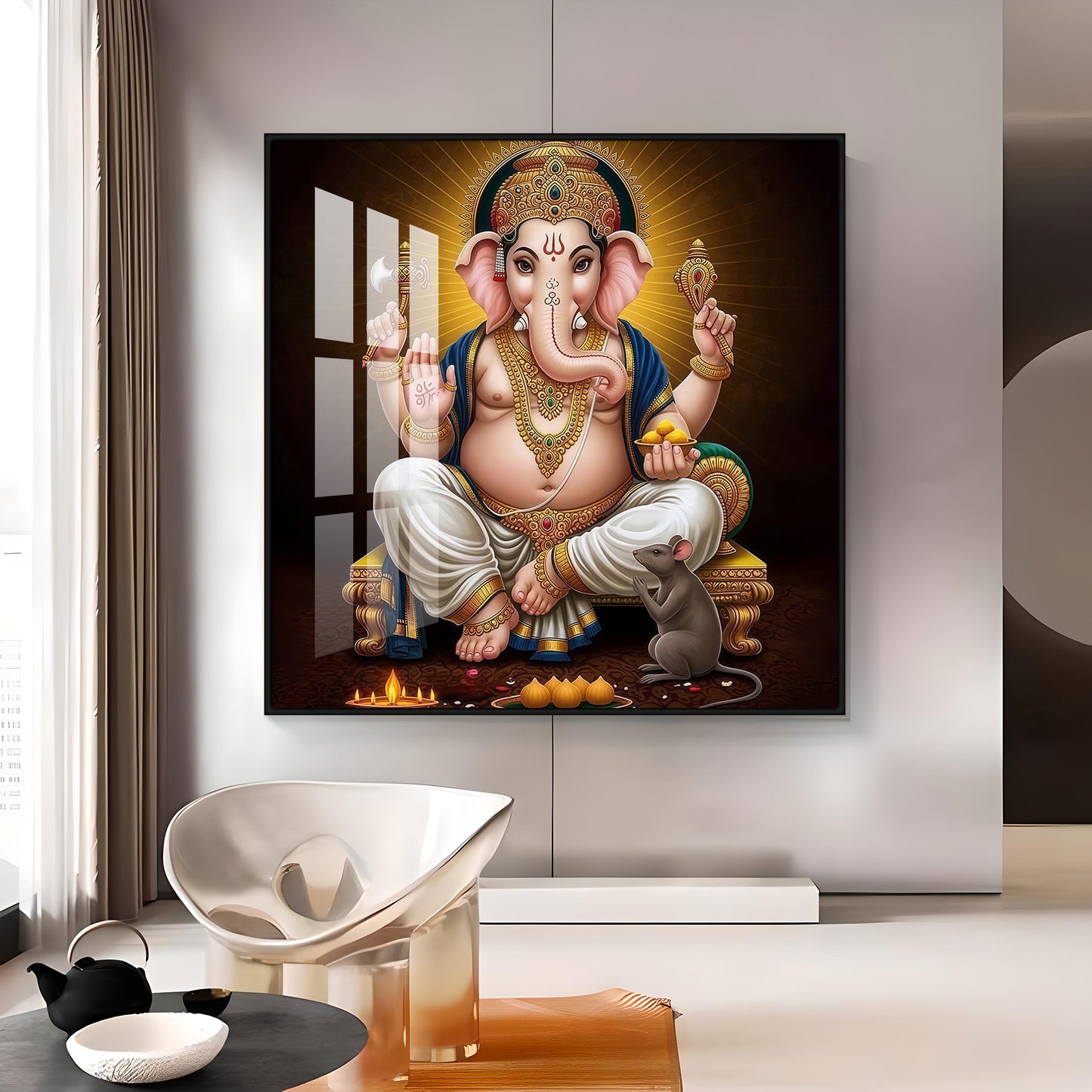 Ganesha Ji Premium Acrylic Square Wall Art