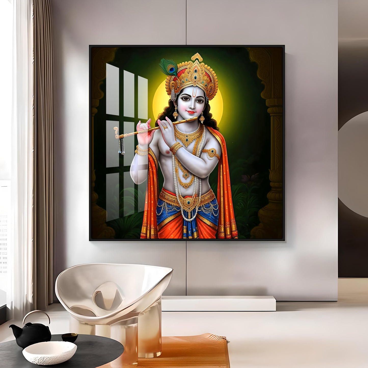 Sacred Essence Of Krishna Premium Acrylic Square Wall Art