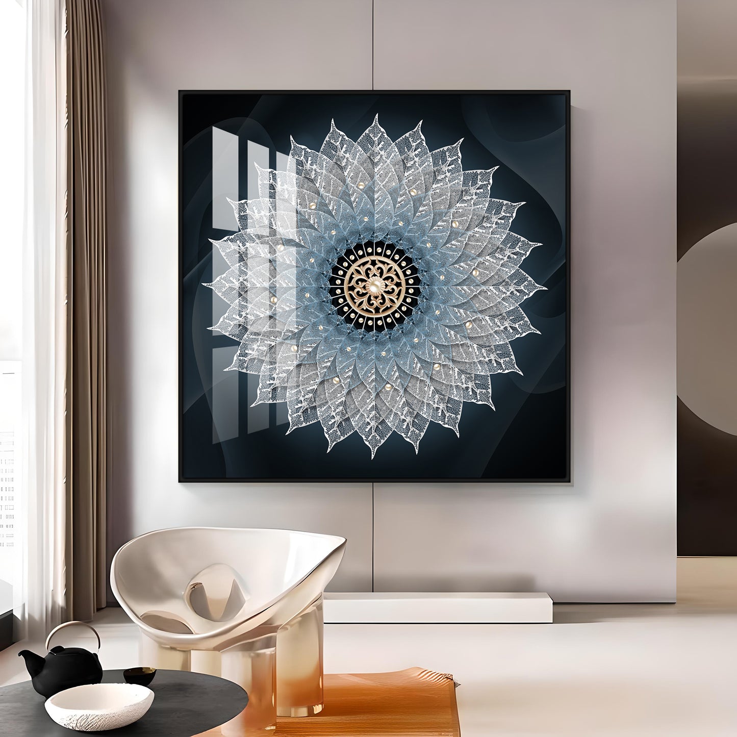 Crystal Flower Mandala Premium Acrylic Square Wall Art