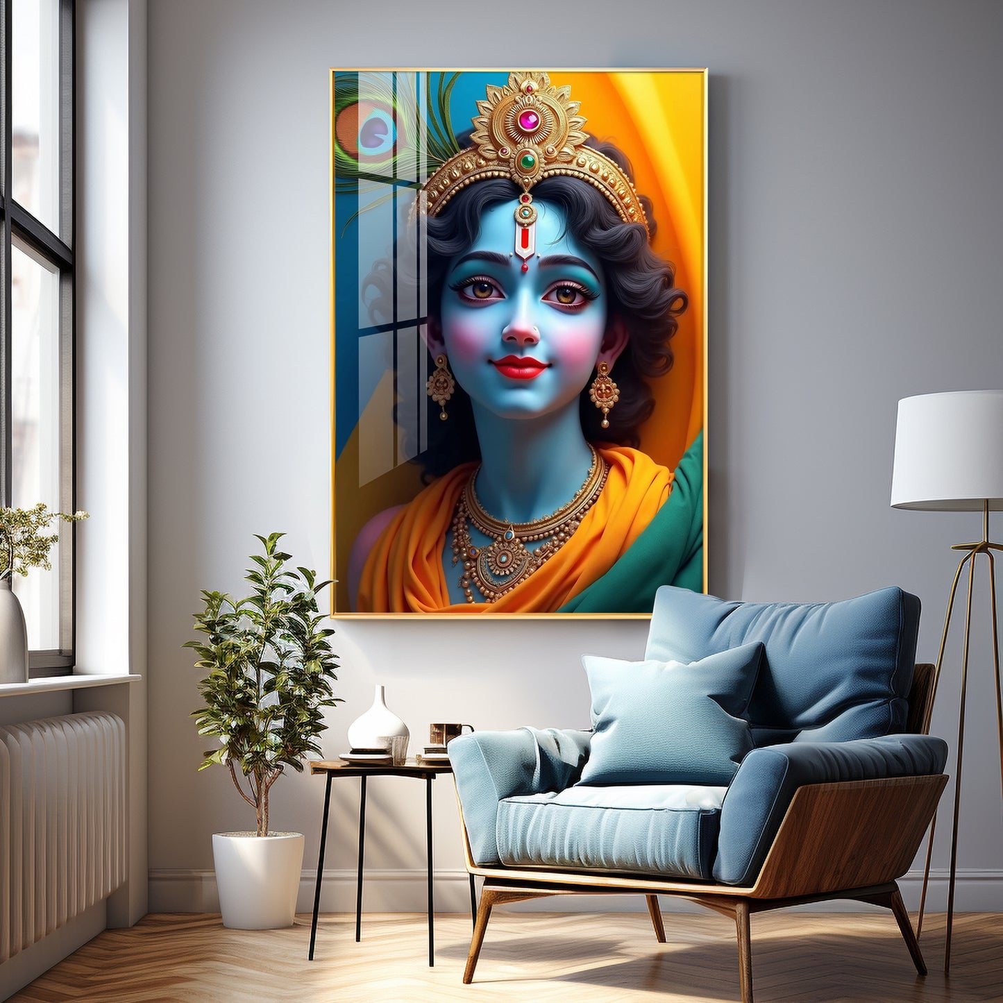 Krishna in Vivid Hues Premium Acrylic Wall Art