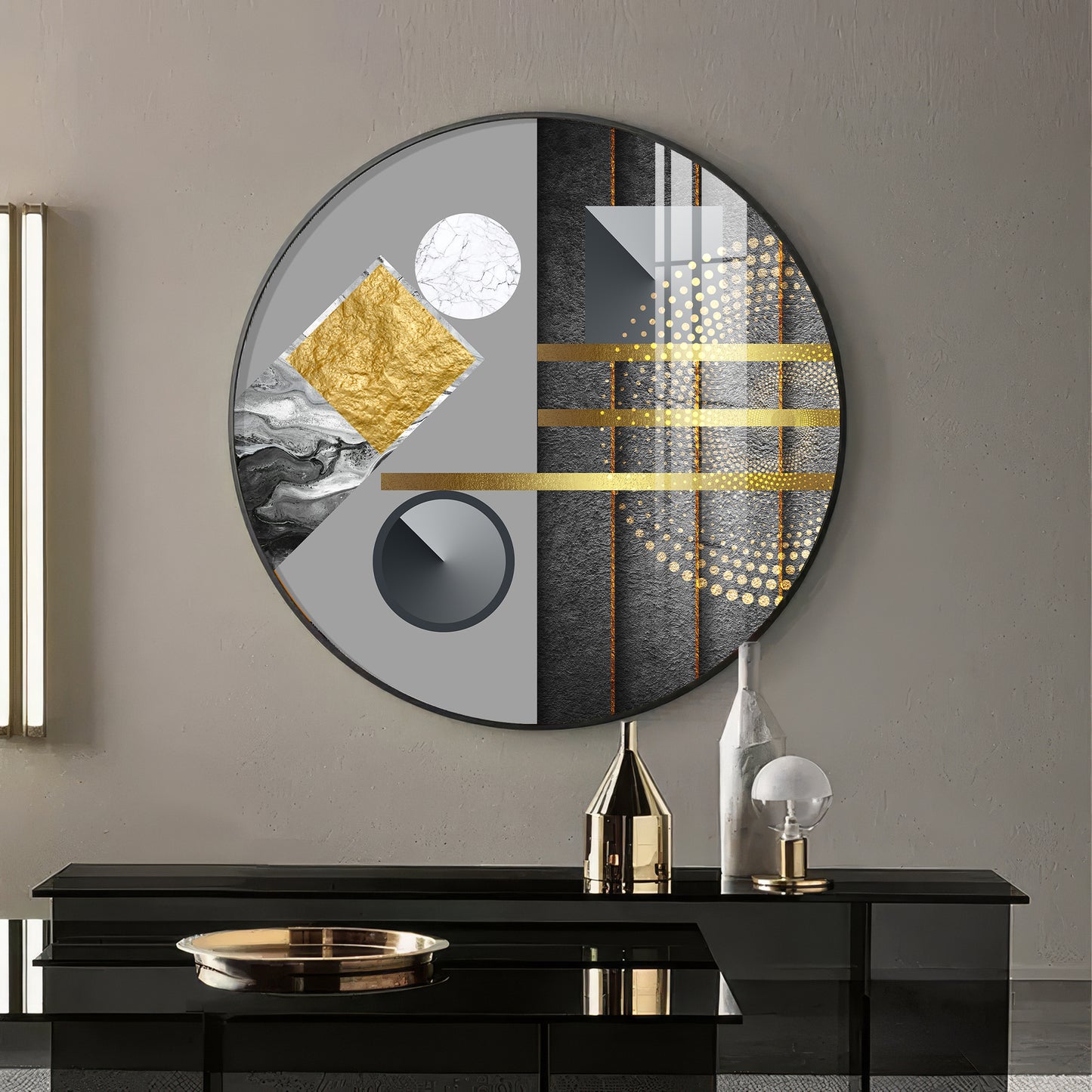 Geometric Elegance Premium Acrylic Round Wall Art