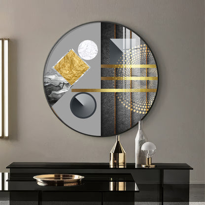 Geometric Elegance Premium Acrylic Round Wall Art