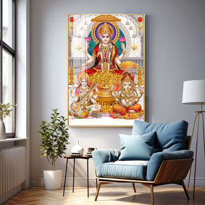 Mural of Goddess Laxmi Premium Acrylic Vertical Wall Art