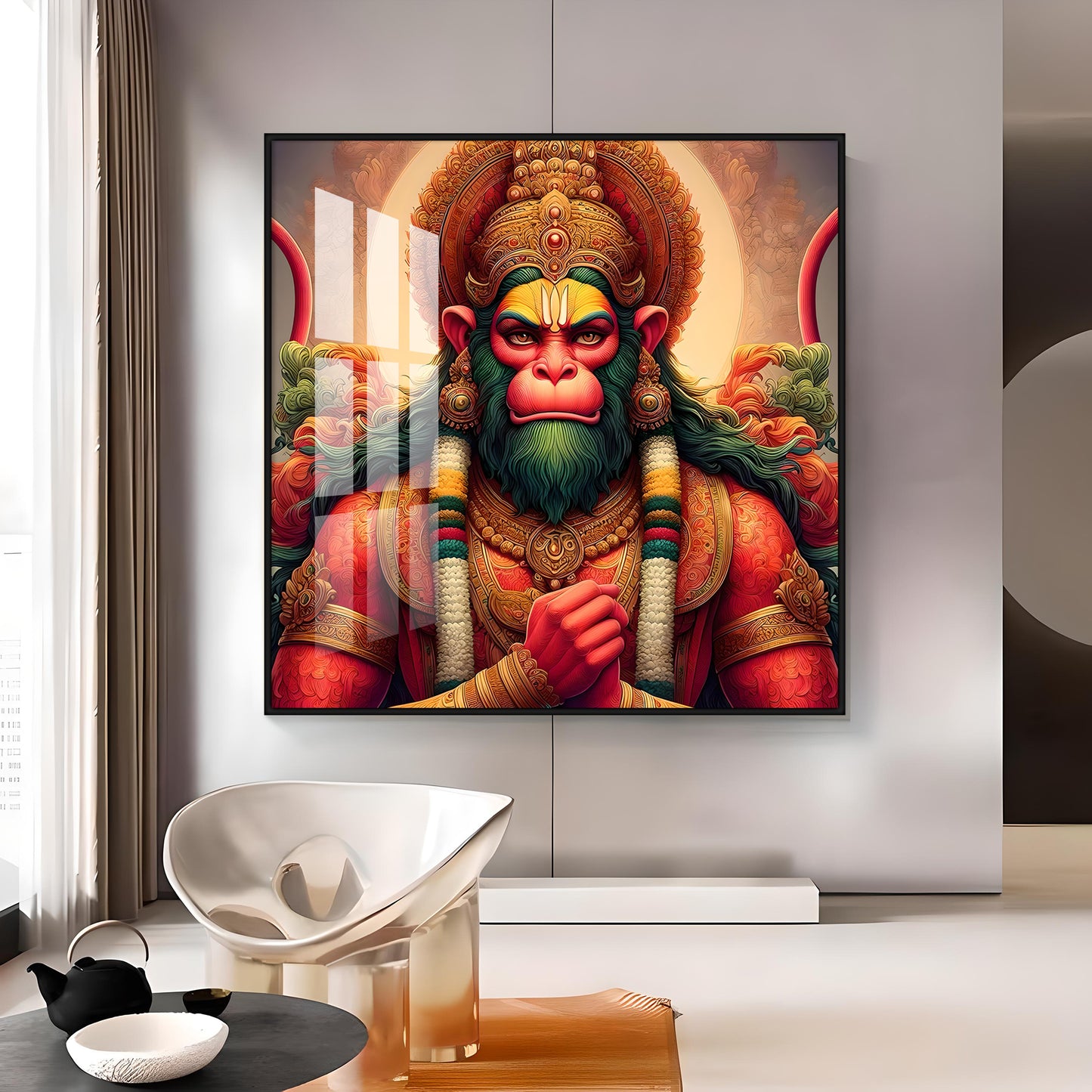 Veer Hanuman Premium Acrylic Square Wall Art