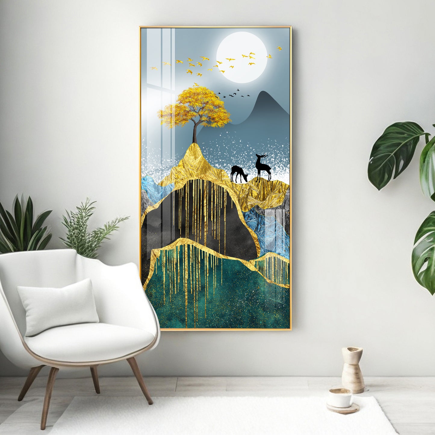 Moon & Mountains Premium Acrylic vertical Wall Art