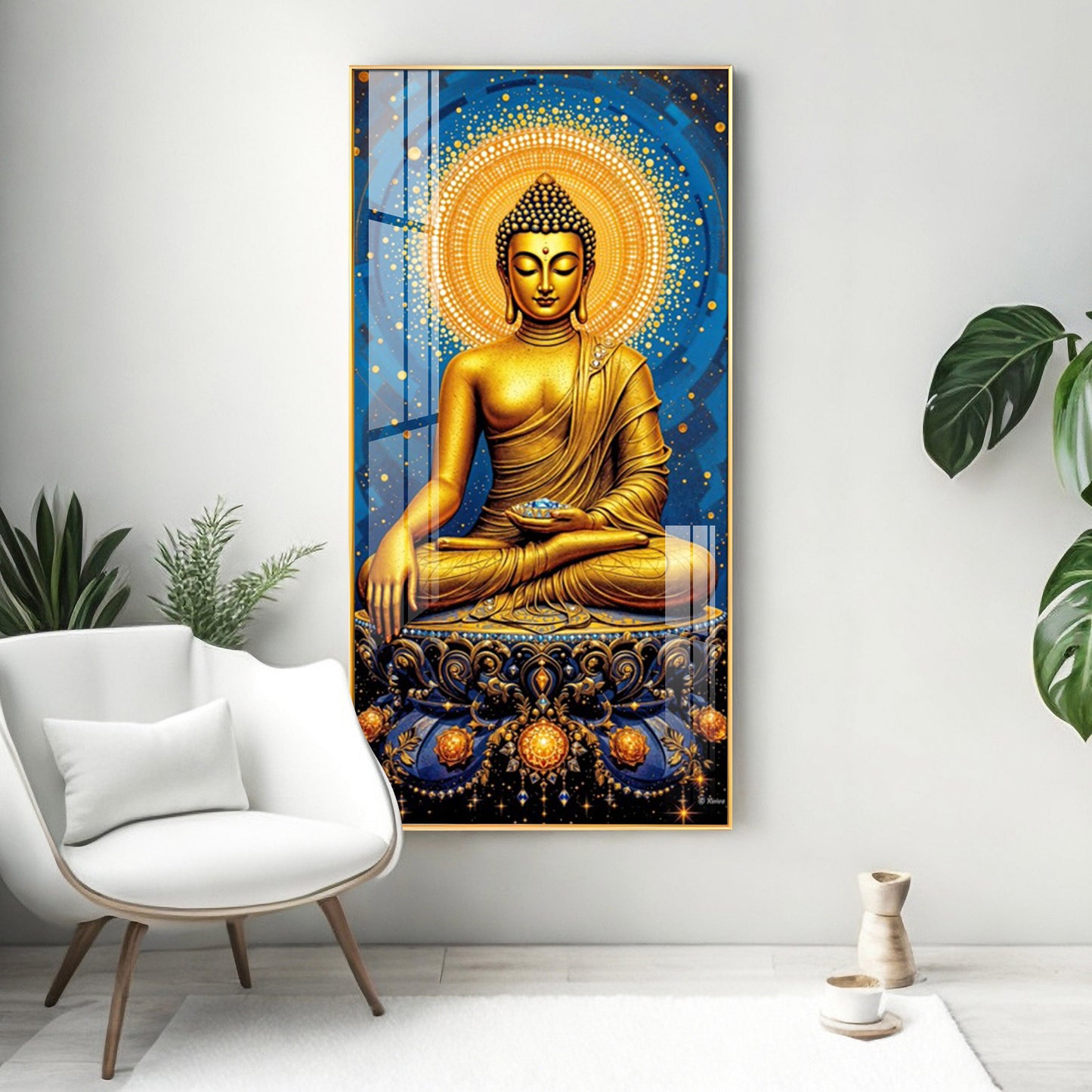 Calm Buddha Deliberation Premium Acrylic Vertical Wall Art